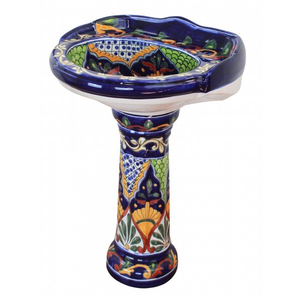 Mexican Talavera Pedestal Sink Roman Style Hidalgo